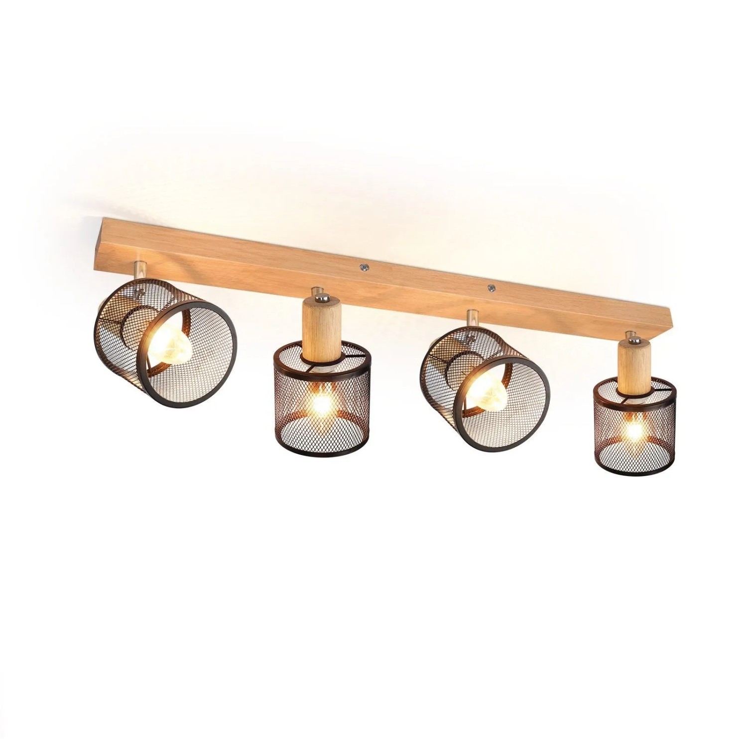 ZMH LED Deckenstrahler 4-Flammig E14 Vintage Schwenkbar Schwarz Ohne Leuchtmittel