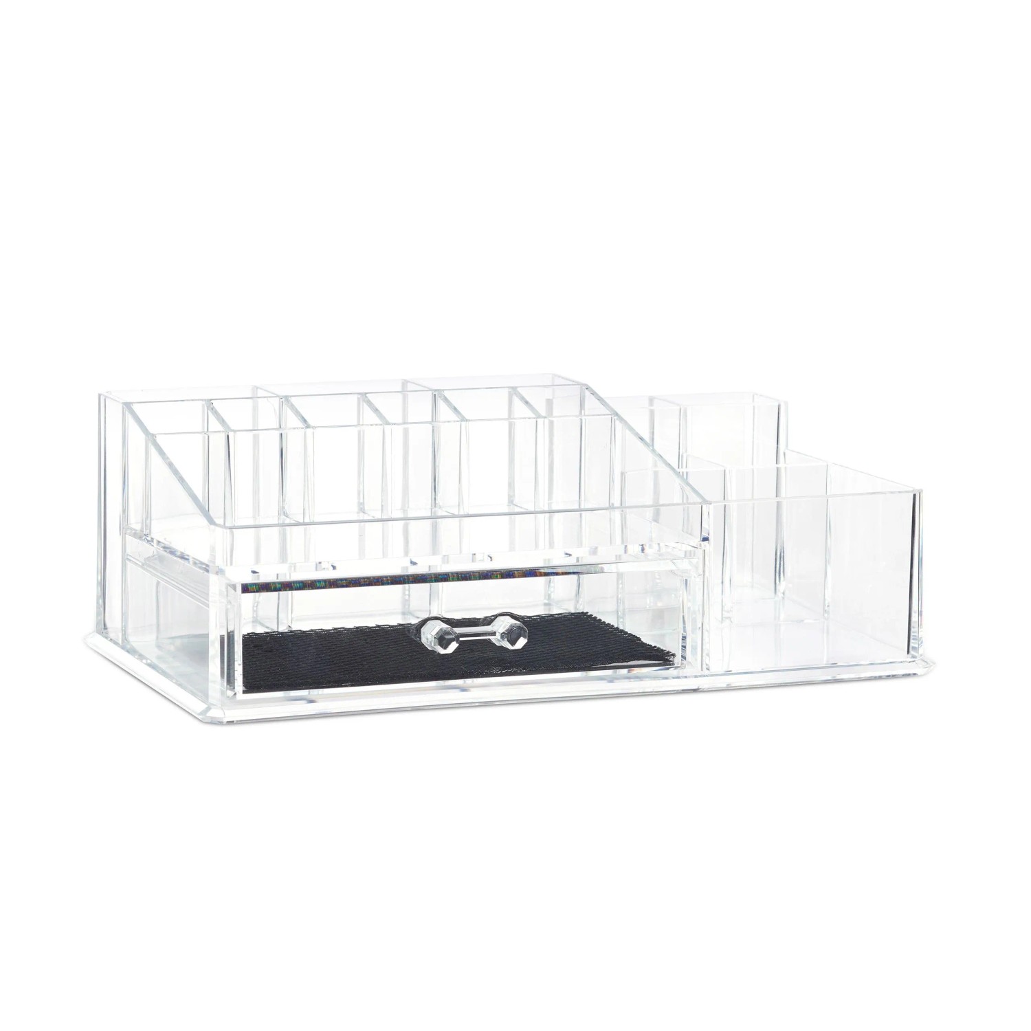 Relaxdays Make Up Organizer Acryl Transparent mit Schublade 16 Fächer 10 cm x 28 cm x 18 cm 750 g