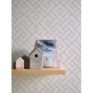 Michalsky Living Vliestapete Change mit Grafikmuster in Weiß, Creme und Metallic.