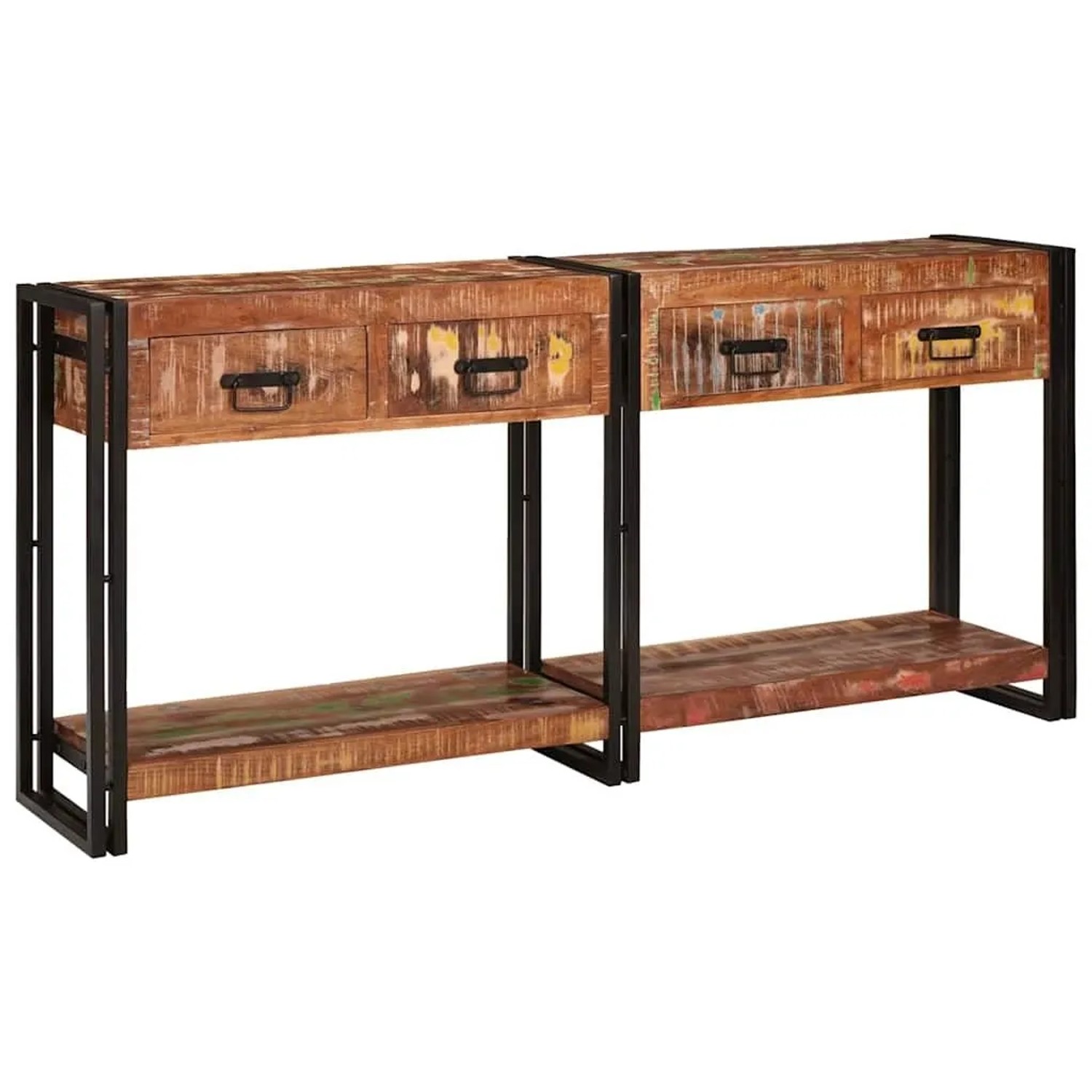 vidaXL Konsolen-Tische mit Regal 2 Stk Mehrfarbig 161 x 33 x 75 cm 3324225