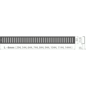 Alcadrain Duschrost PURE BLACK, 850mm, für Duschrinnen. Schwarz-matter Edelstahlrost mit Maßen.