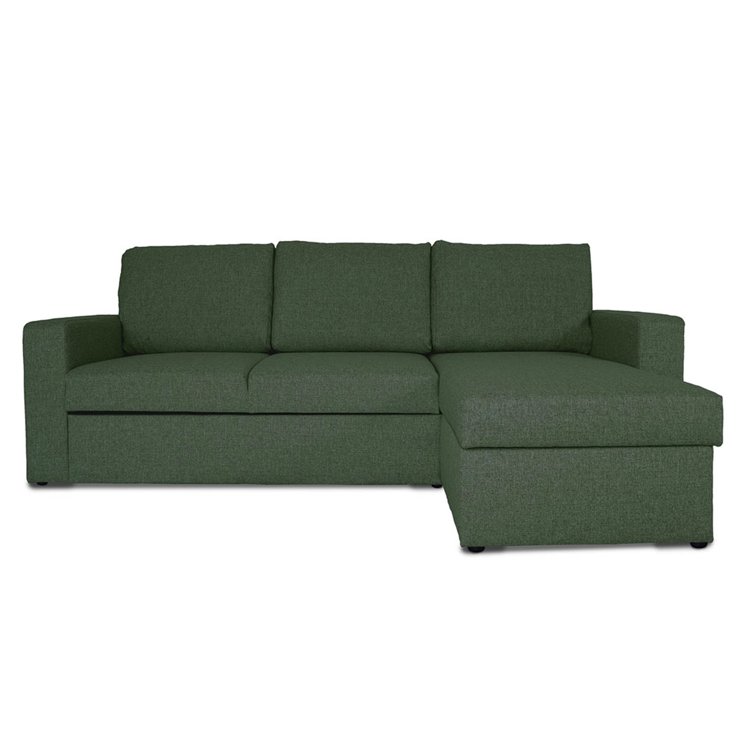 Grünes ebuy24 Odin Schlafsofa Ecksofa mit Stauraum, rechts oder links gewendet.