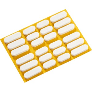 24 weiße, selbstklebende Universalpuffer Extra Soft für Möbel und Oberflächenschutz.