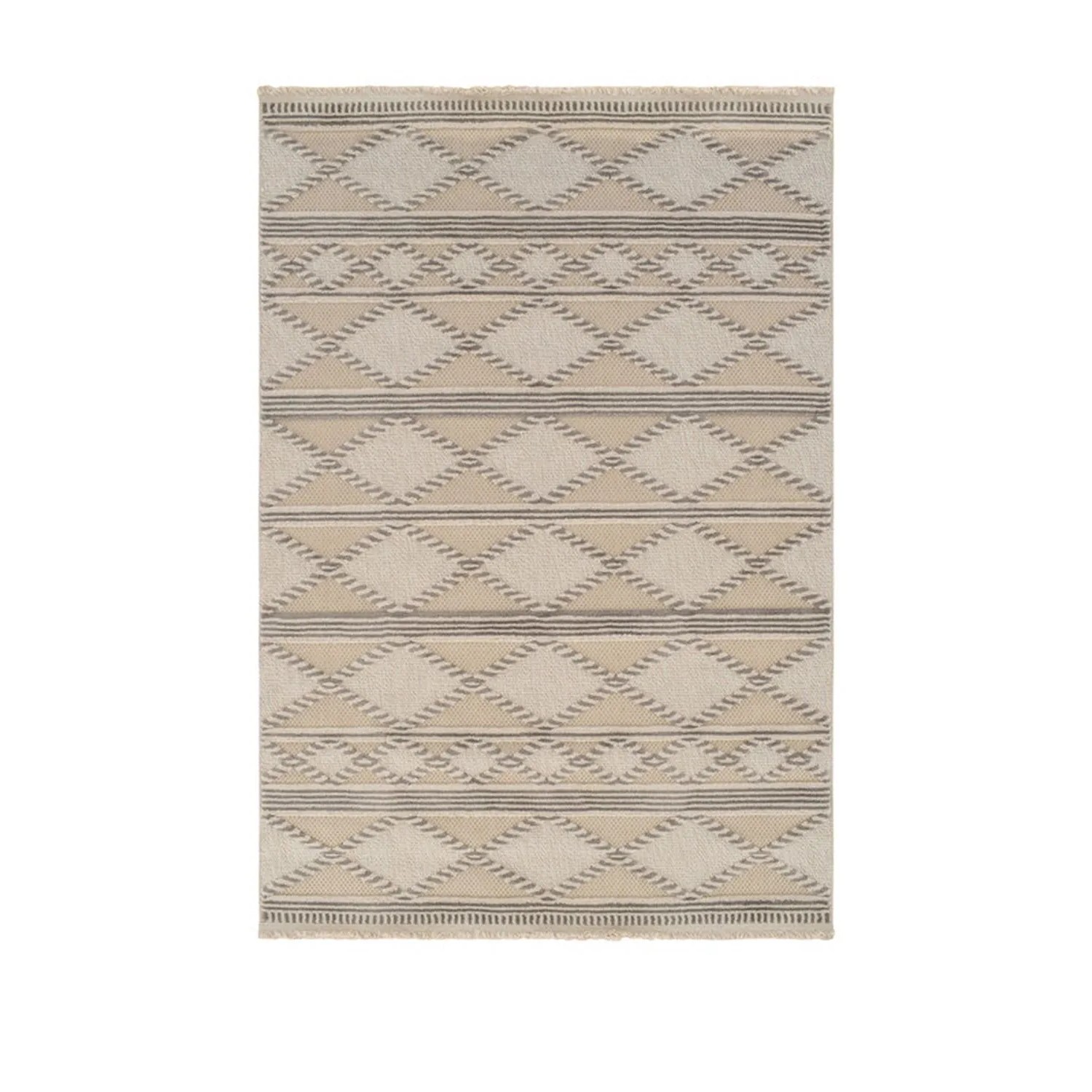 Vercai Rugs Teppich Indigo Rauten Elfenbein Beige 120 x 170 cm