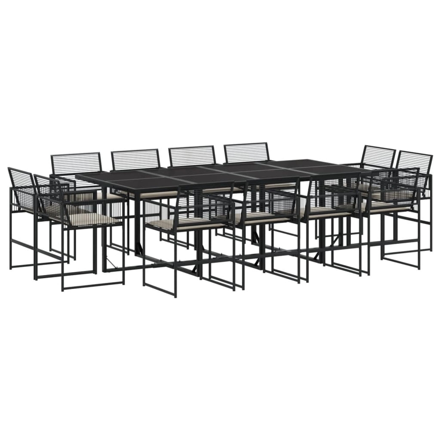 vidaXL 13-Tlg Garten-Essgruppe mit Kissen Schwarz Poly Rattan 3295015 günstig online kaufen