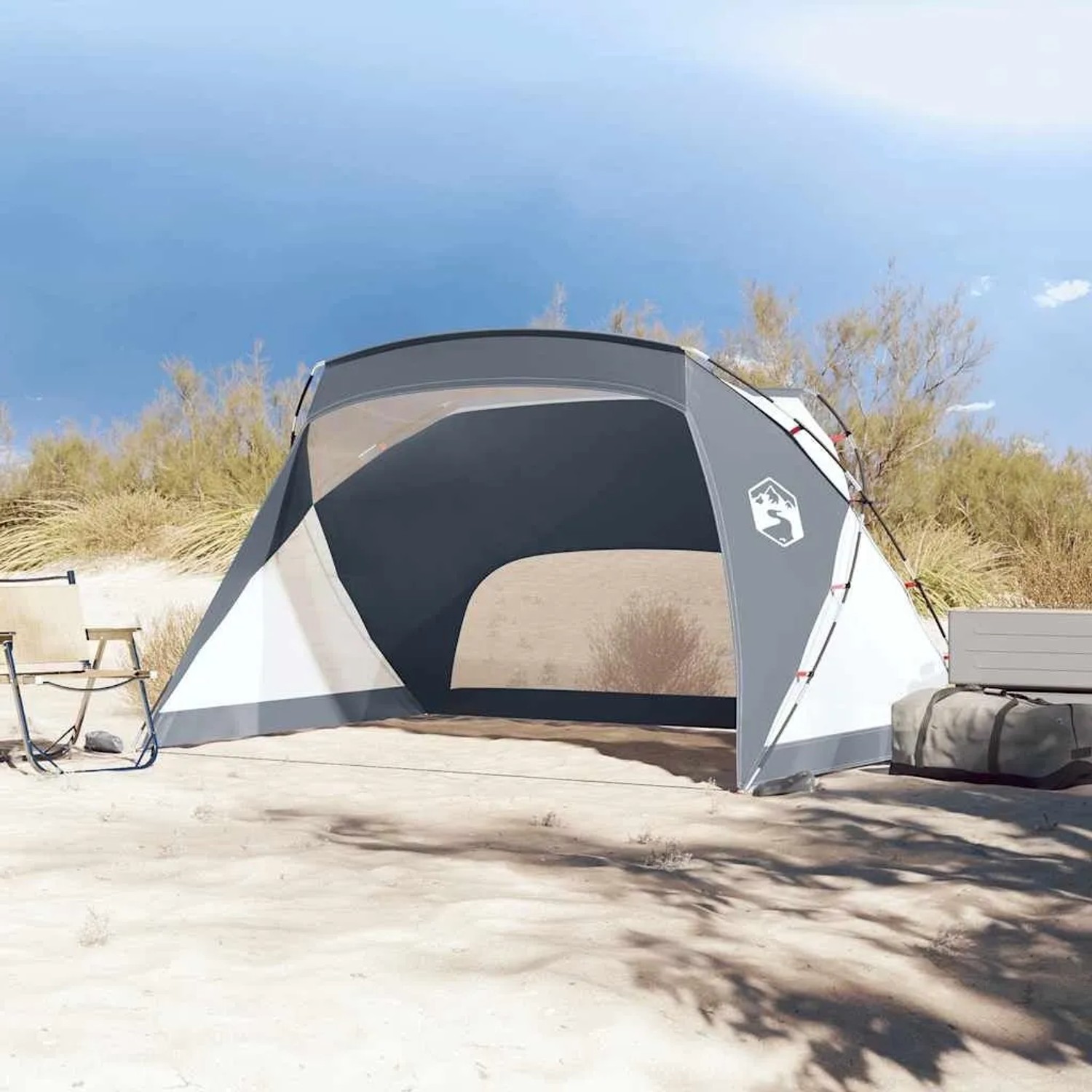vidaXL Strandzelt Grau 274x178x170/148 cm 185T Polyester 94405_4