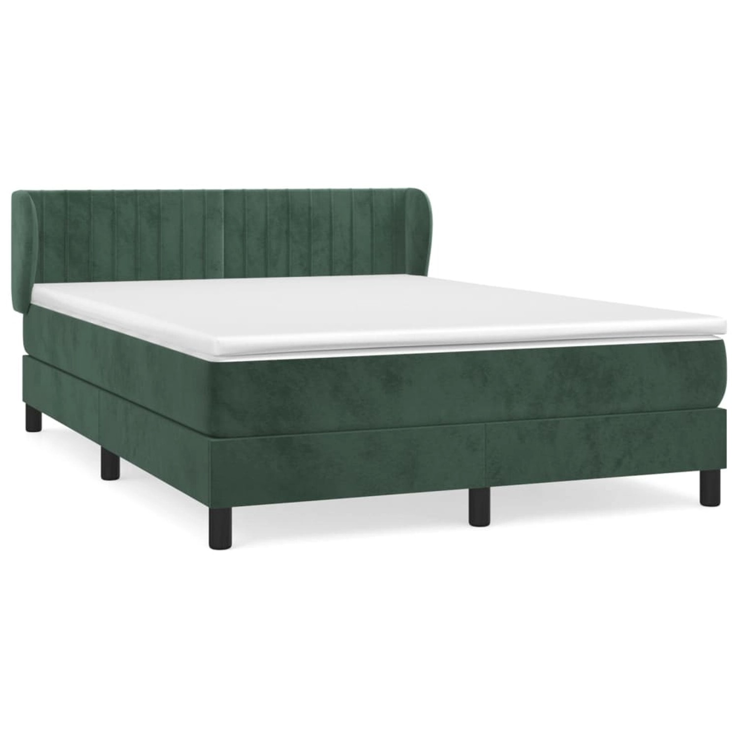 vidaXL Boxspringbett mit Matratze Dunkelgrün 140x190 cm Samt1469471 günstig online kaufen
