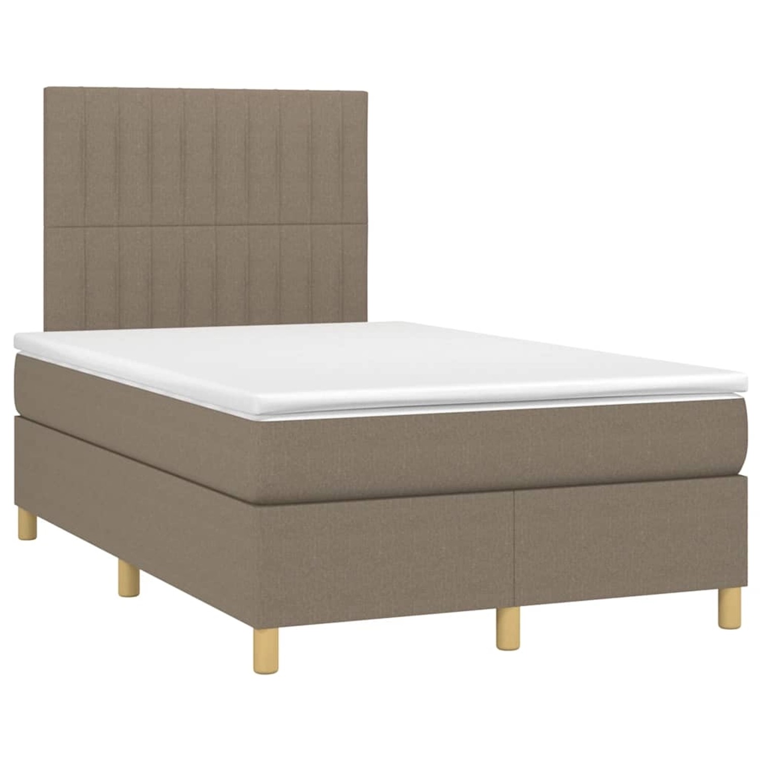 vidaXL Boxspringbett mit Matratze & LED Taupe 120x190 cm Stoff 3270264