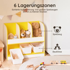 SoBuy Kinderregal mit 4 Offenen Fächern Bücherregal Aufbewahrungsregal KMB107-G