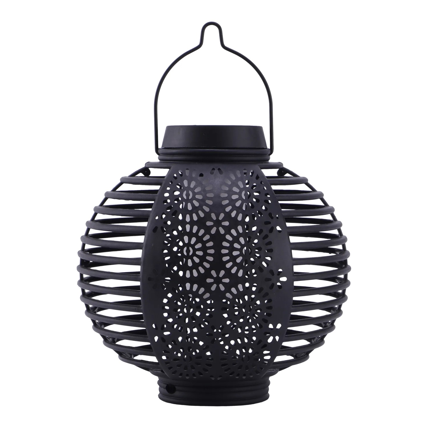 Braune Näve LED Solarleuchte Lampion mit Erdspieß, Ø 14,5 cm, 78 cm hoch. Dekorative Gartenbeleuchtung.