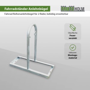 TRUTZHOLM Fahrradanlehnbügel aus Stahl, feuerverzinkt, für 2 Fahrräder, mit Montagematerial.