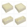 Beiges 4-teiliges Unterwäsche Organizer Set aus Vliesstoff für Schubladen. Verschiedene Fächer für Socken, BHs, Krawatten.