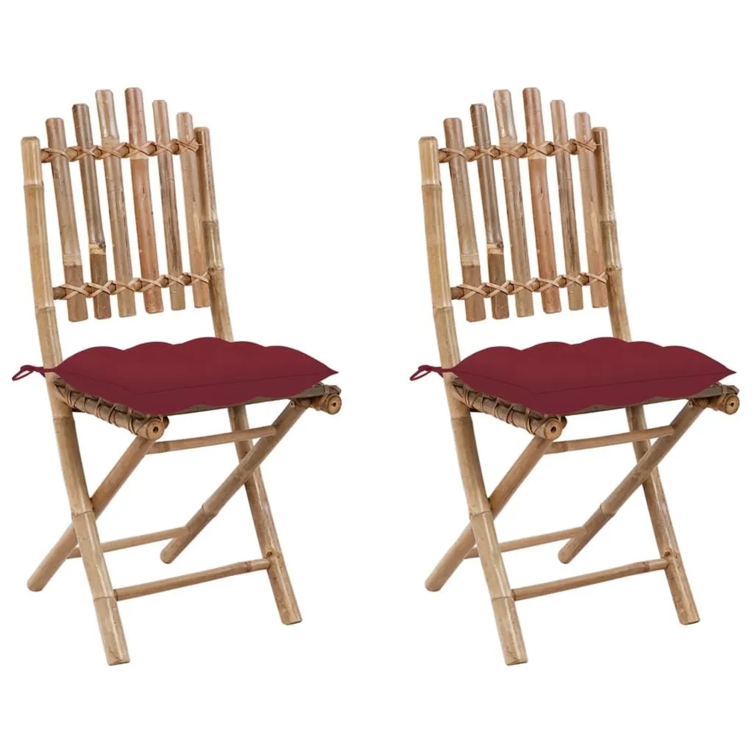 Furnicato Klappbare Gartenstühle 2 Stk  Mit Kissen Bambus
