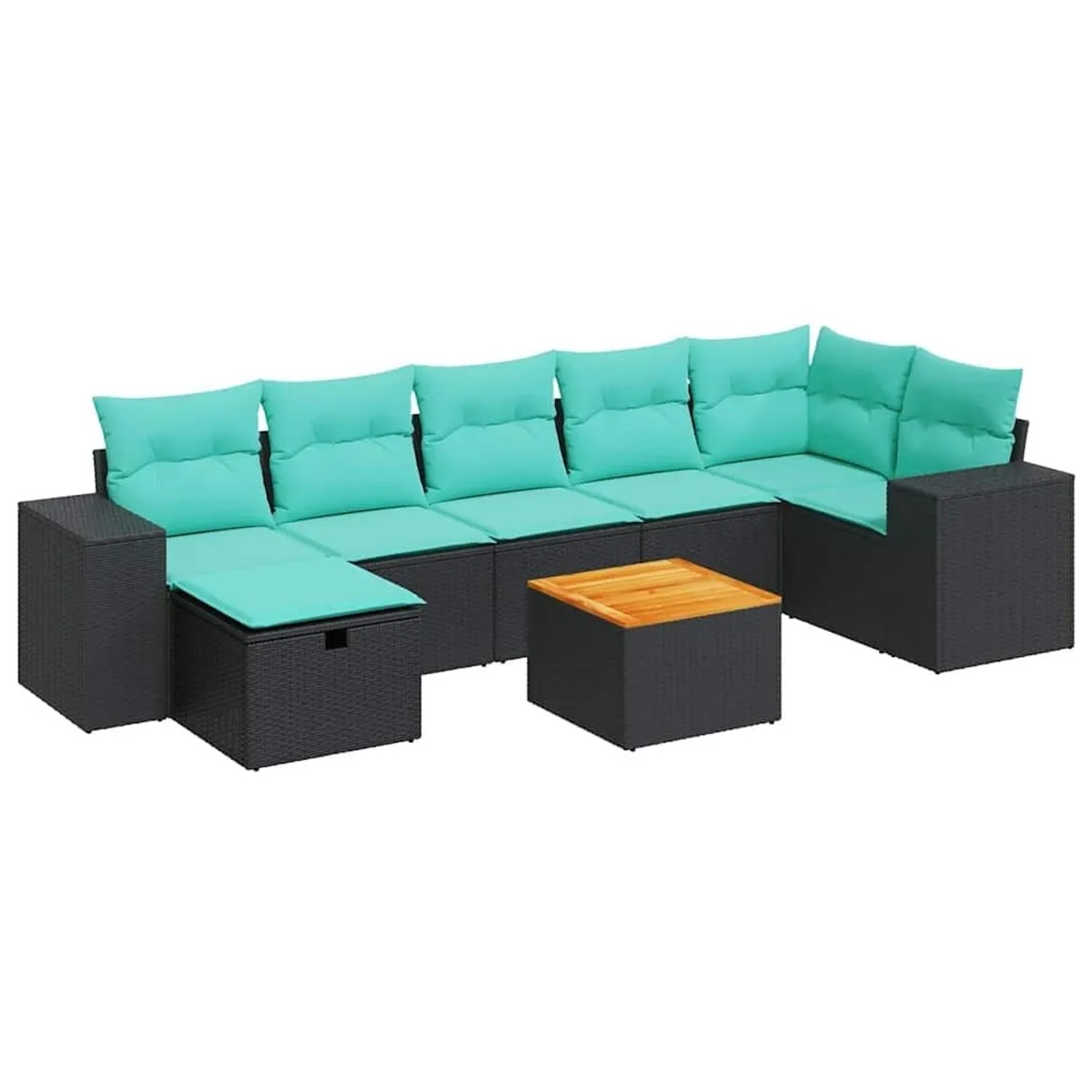 vidaXL 8-Tlg Garten-Sofagarnitur mit Kissen Schwarz Poly Rattan 3325879