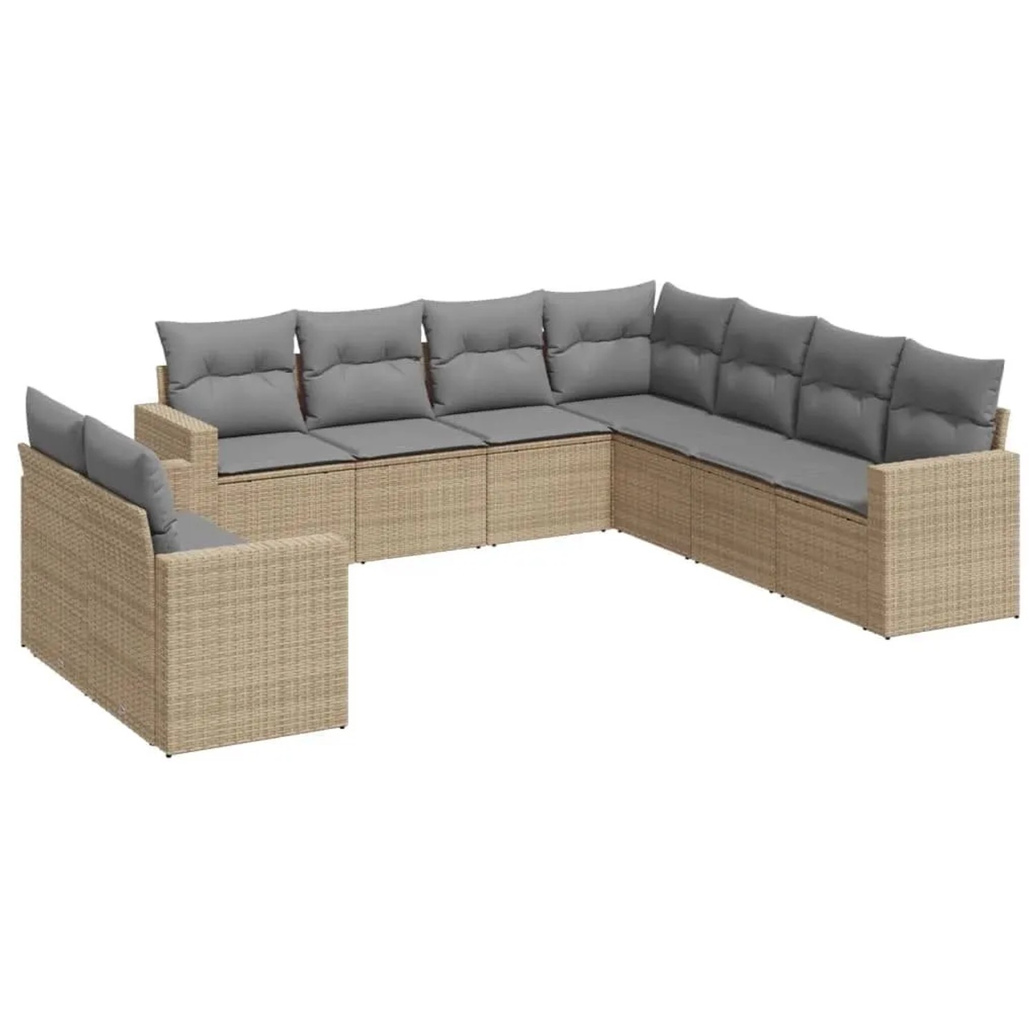vidaXL 9-Tlg Garten-Sofagarnitur mit Kissen Beige Poly Rattan 3251486 günstig online kaufen