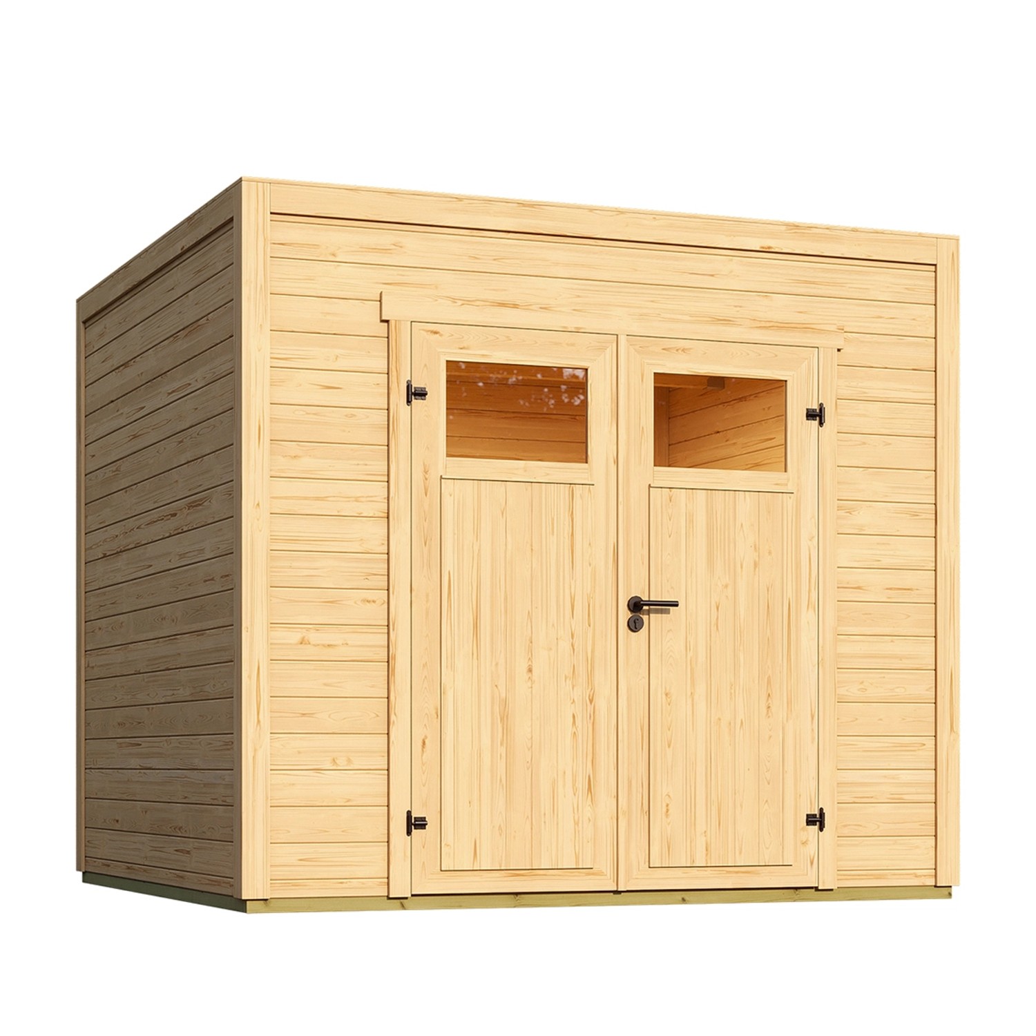 Weka Gartenhaus Batu 2 Flachdach Doppeltür Natur 250 cm x 250 cm günstig online kaufen