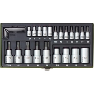 Proxxon Steckschlüsselsatz TX 1/4" und 1/2" 24-tlg. im Stahlkasten.