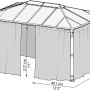 Palram Canopia Insektenschutznetz für Martinique Pavillon 3x3.6m, anthrazit, mit Reißverschlüssen und Haken.