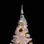 Geschmückter, weißer, künstlicher Weihnachtsbaum mit LED-Lichtern, goldenen und silbernen Kugeln (150 cm).