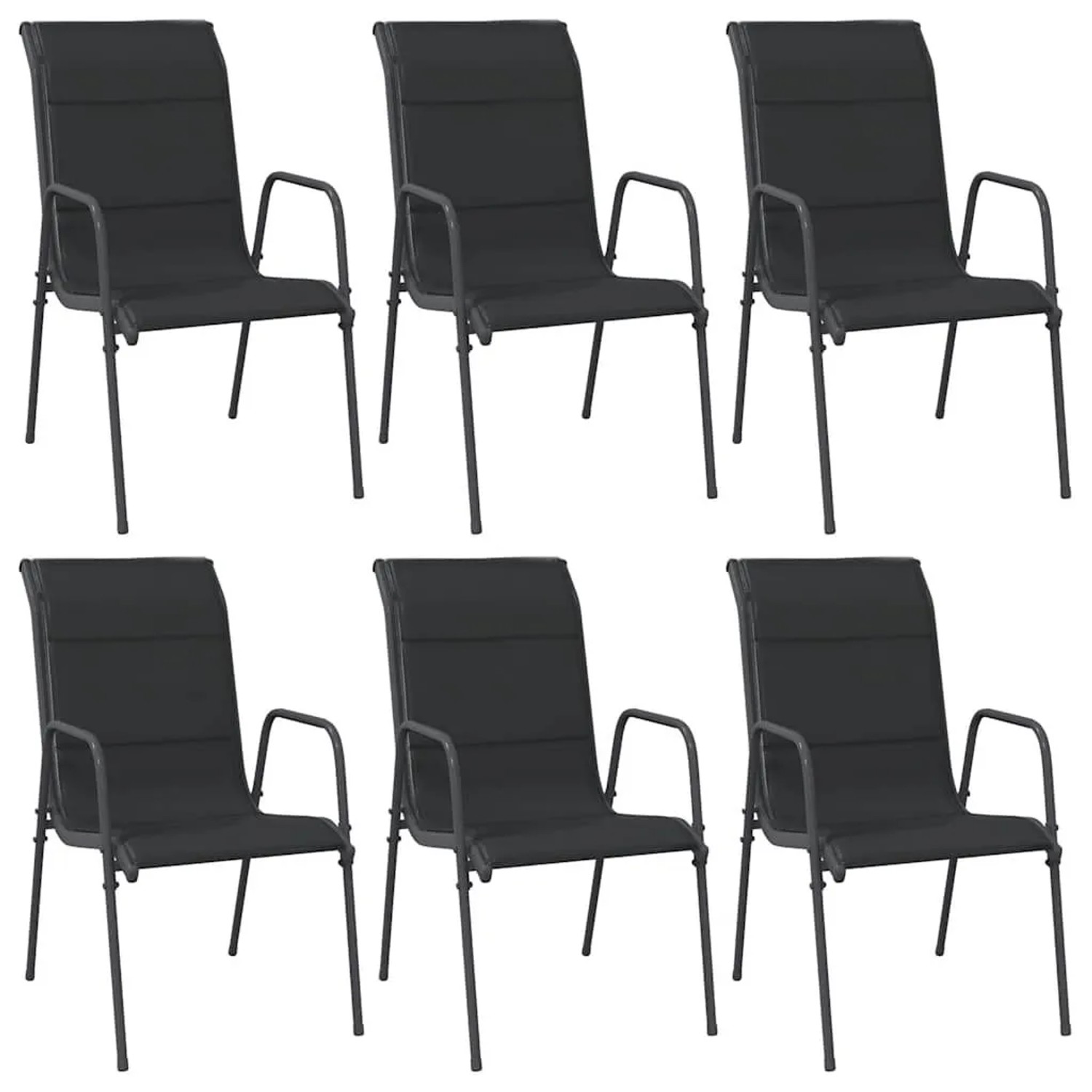 Furnicato 6er Set Gartenstühle Aus Stahl Und Textilene 51x66x88 Cm Schwarz Und Anthrazit
