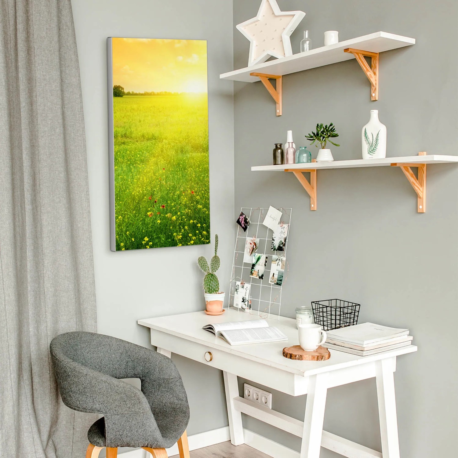 Magnettafel 'Guten Morgen 2' 37x78cm von Banjado, silberne Magnetwand als Wanddeko.