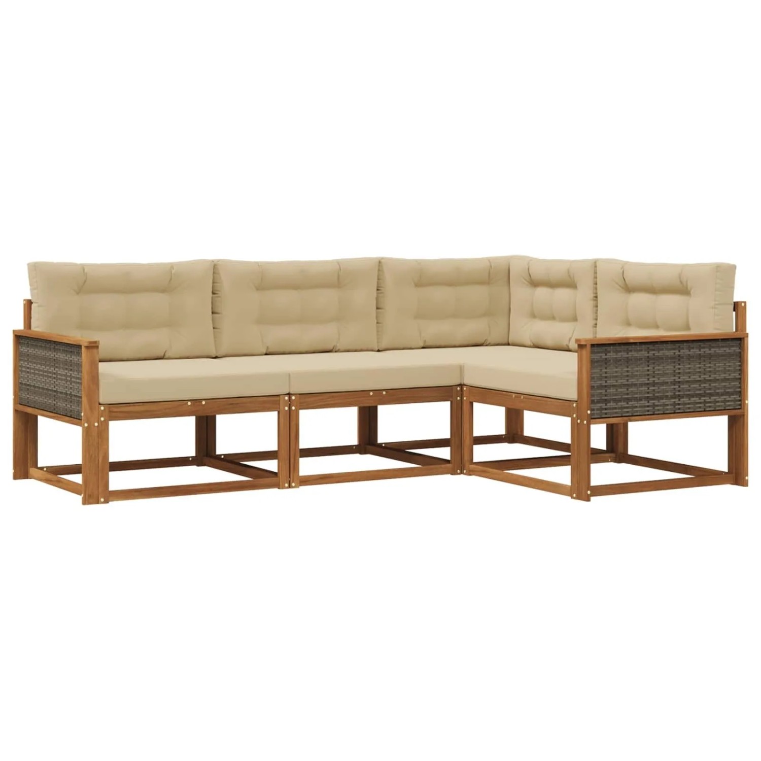 vidaXL Outdoor-Sofagarnitur mit Kissen 4 Stk Natur und Beige 3382521
