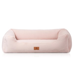 Rosa Knuffelwuff Hundebett XL: Orthopädisches Hundekörbchen mit Kunstfell für großen Komfort.