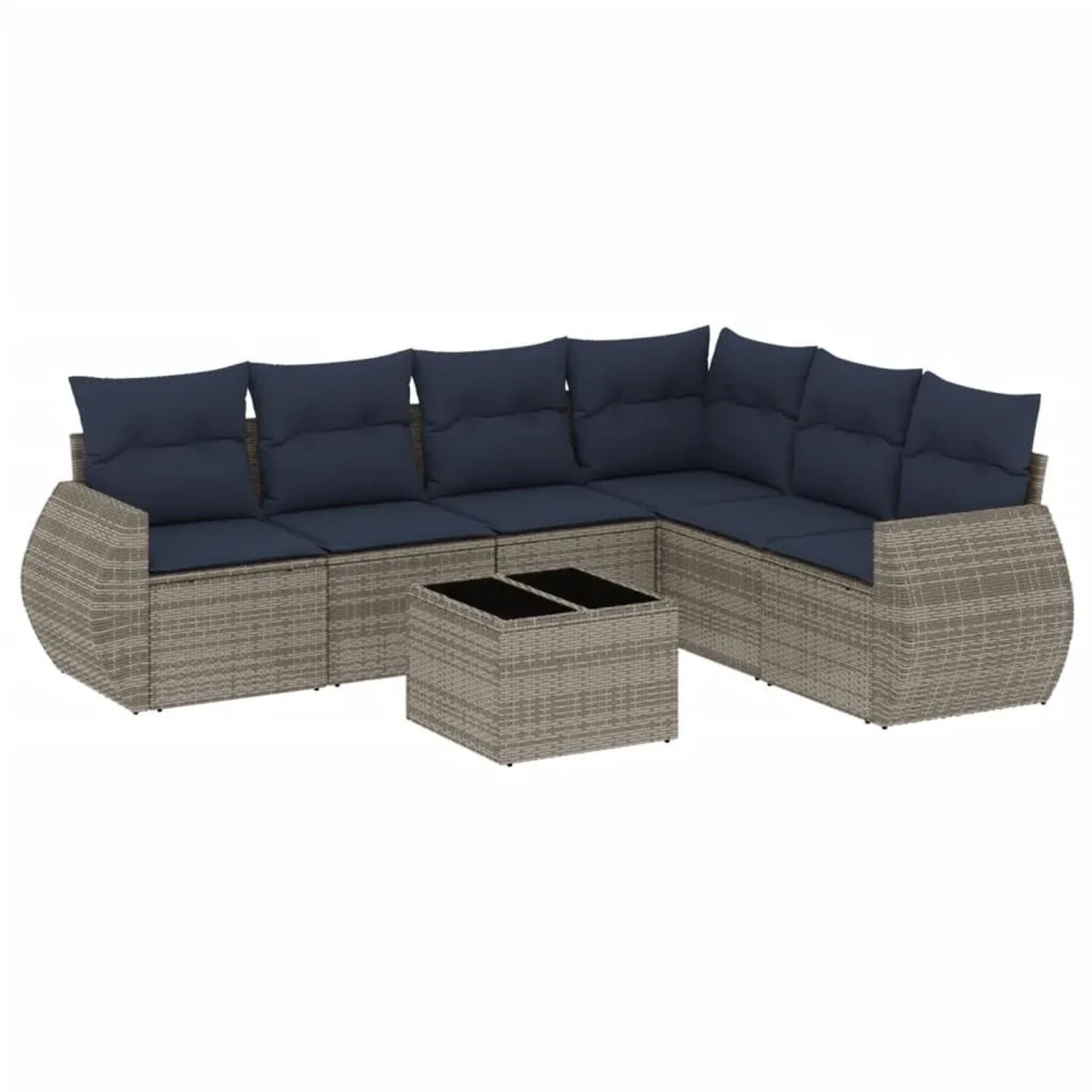 vidaXL 7-Tlg Gartensofa-Set mit Kissen Grau Polyrattan 3221420 günstig online kaufen