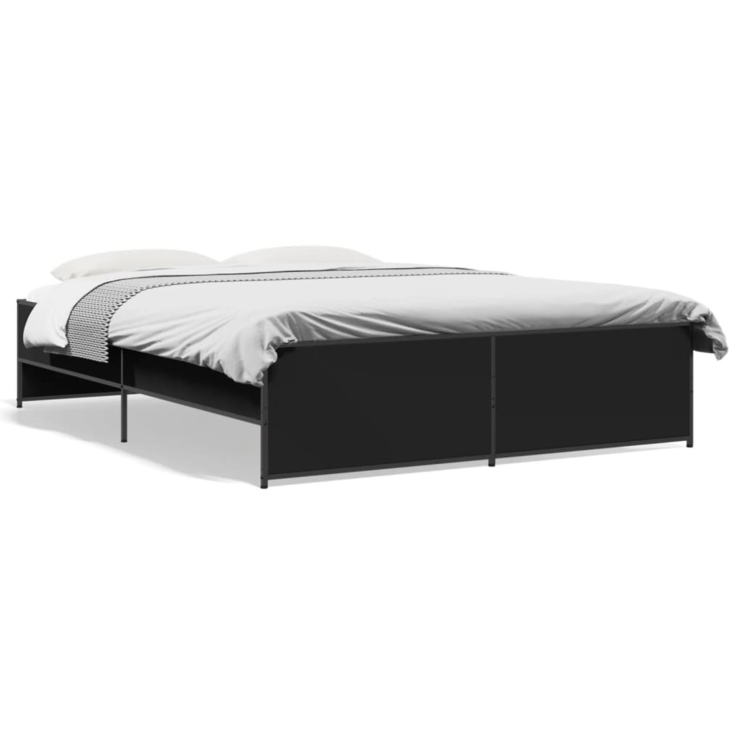 vidaXL Bettgestell Schwarz 150x200 cm Holzwerkstoff und Metall 3279882 günstig online kaufen