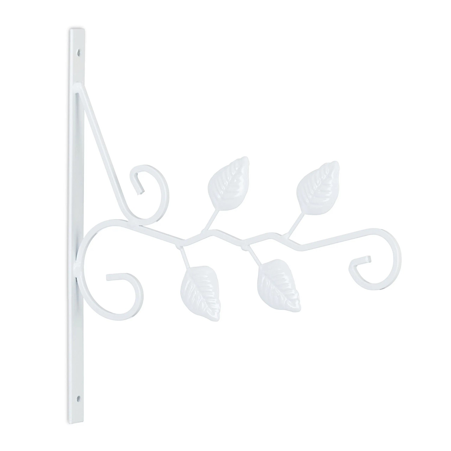 Relaxdays Blumenampelhaken Eisen Weiß Wandmontage 30 cm x 29,5 cm x 2 cm 0,3 kg