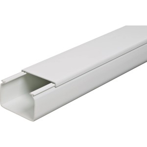 Weißer Kabelkanal, 60x40 mm, 2 m Länge. PVC-Kanal zur Kabelverlegung.