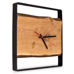 DELUKE Wanduhr Groß Holz EFFO HANDGEFERTIGT 37x37cm Eiche Geräuschlos Wohnzimmeruhr Holz-Metalloptik Küchenuhr Dekouhr