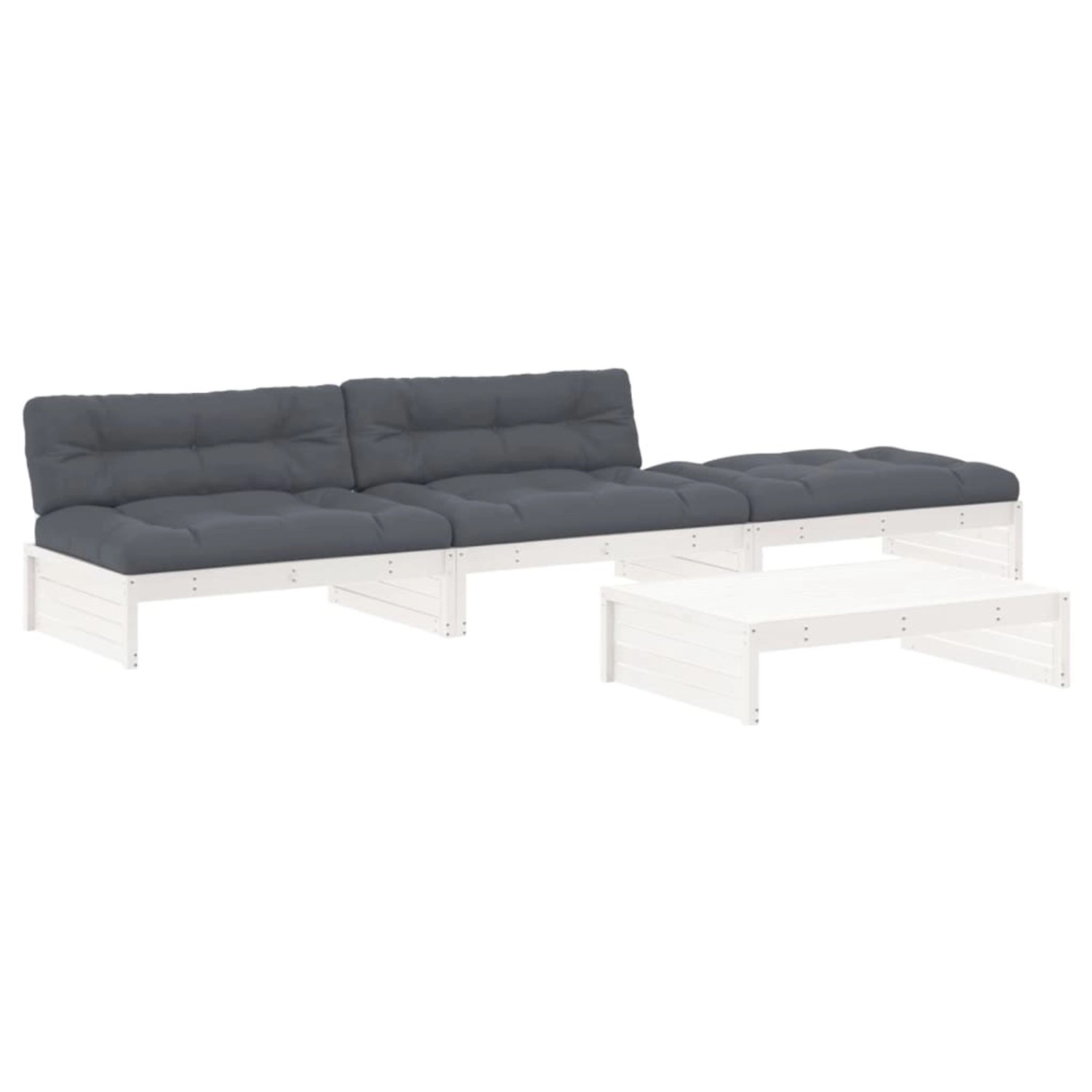 vidaXL 4-tlg Garten-Lounge-Set mit Kissen Weiß Massivholz Modell 5 günstig online kaufen