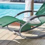 SoBuy Schaukelliege OGS28-WD, dunkelgrün, mit Metallrahmen und Seitentasche. Ideal zum Entspannen im Garten.