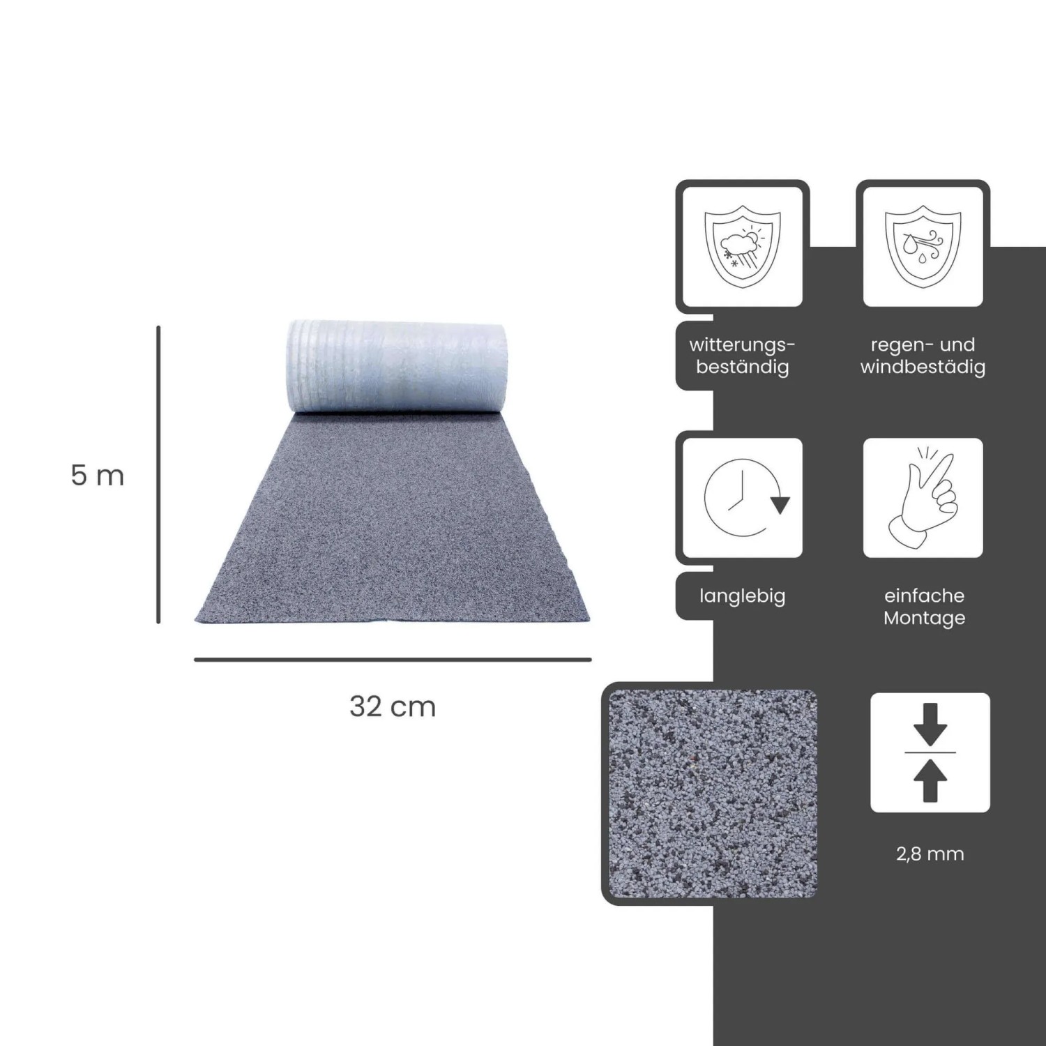 Daprona Firstabdeckung, 5m x 32cm, grau. Bitumenschindeln für Gartenhaus und Carport.