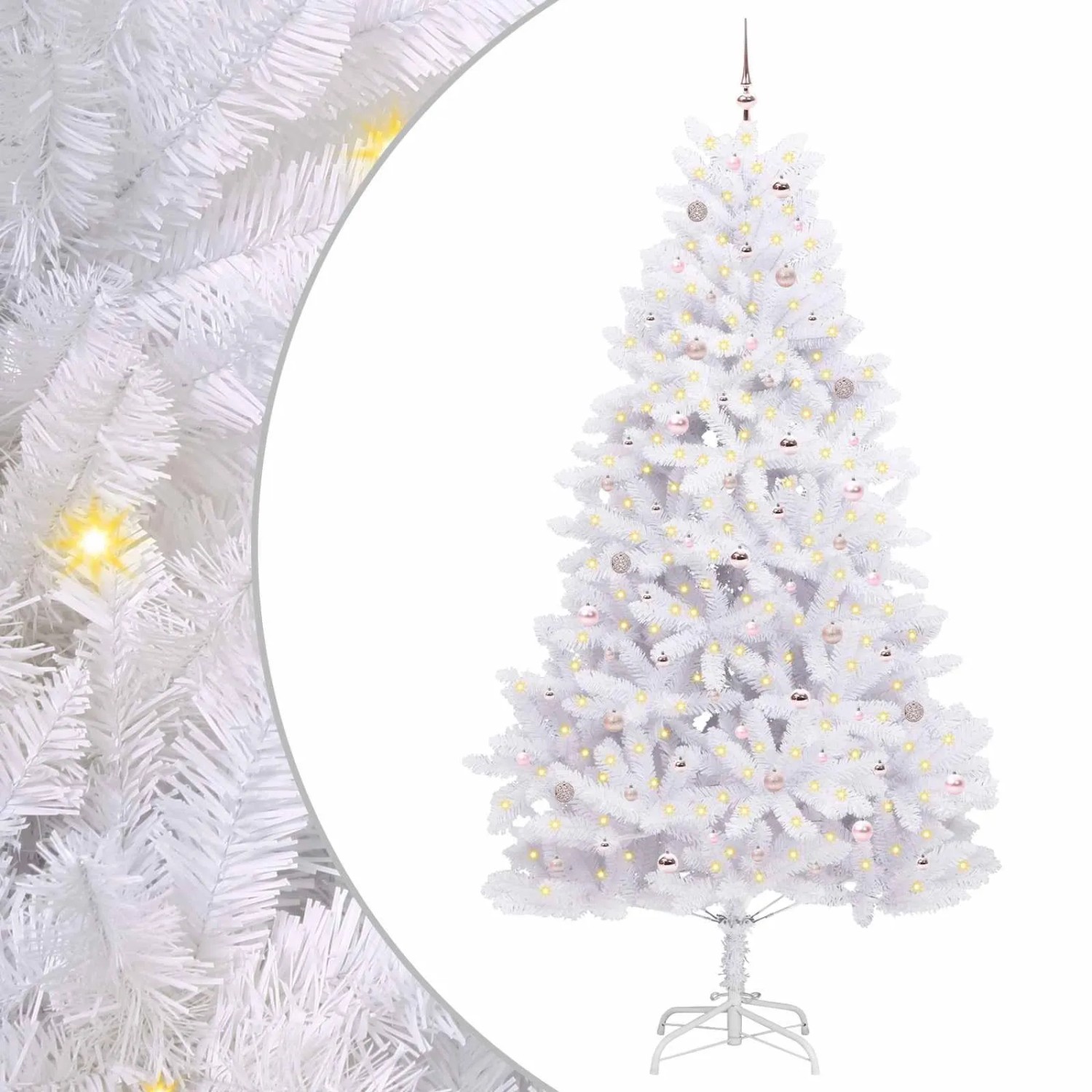 vidaXL Künstlicher Klappbarer Weihnachtsbaum Weiß 270 cm PVC und Stahl 3426623