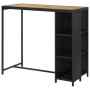 Schwarzer vidaXL Bartisch mit Regal, 120x60x110 cm, aus Poly Rattan und Akazienholz.