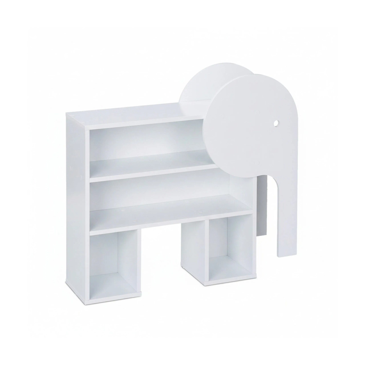 Relaxdays Kinderregal Elefant MDF Weiß mit Kippsicherung 60,5 cm x 64,5 cm x 20,5 cm 6,7 kg