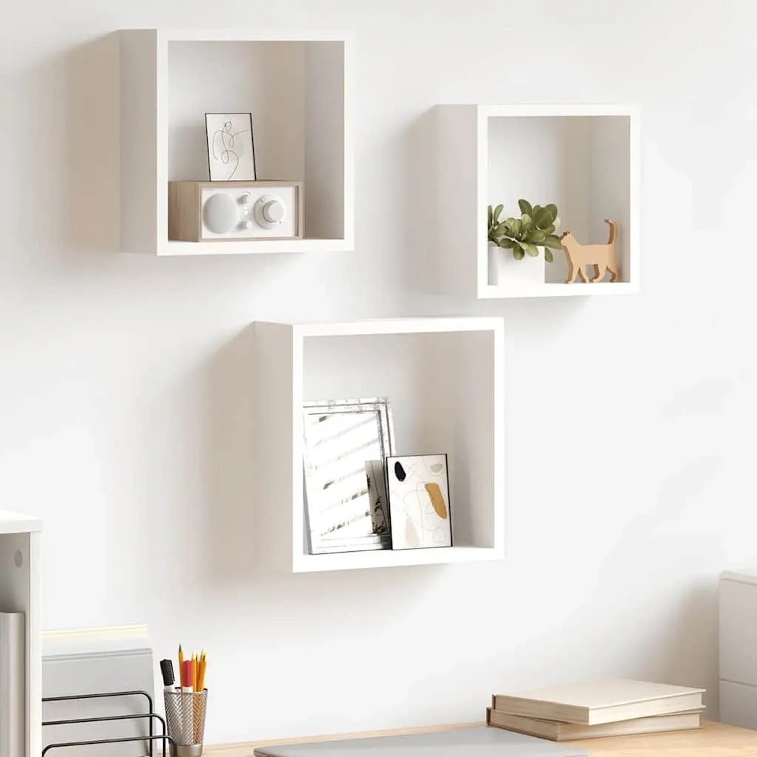 vidaXL Würfelregale 3 Stk Weiß MDF 323949_2