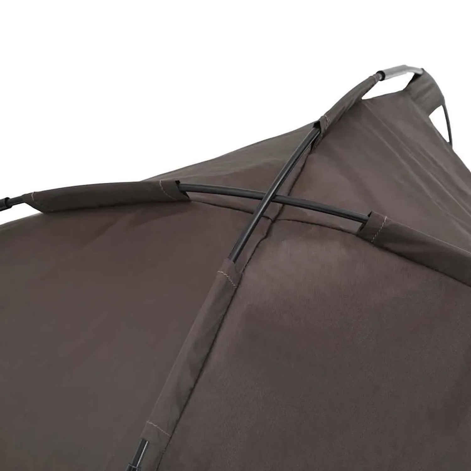 Detailansicht: Braunes vidaXL Hundebett (90x81x80,5 cm) mit Stahlrahmen und abnehmbarem Dach.