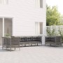 Graues 8-tlg. vidaXL Garten-Lounge-Set aus Polyrattan mit Kissen auf Terrasse.