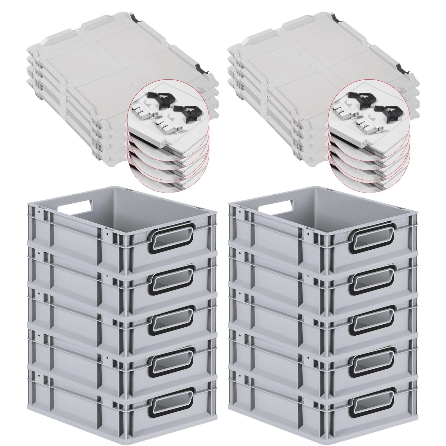 PROREGAL SuperSparSet 10x Eurobox Nextgen Color Mit Scharnierdeckel HxBxT 1 günstig online kaufen