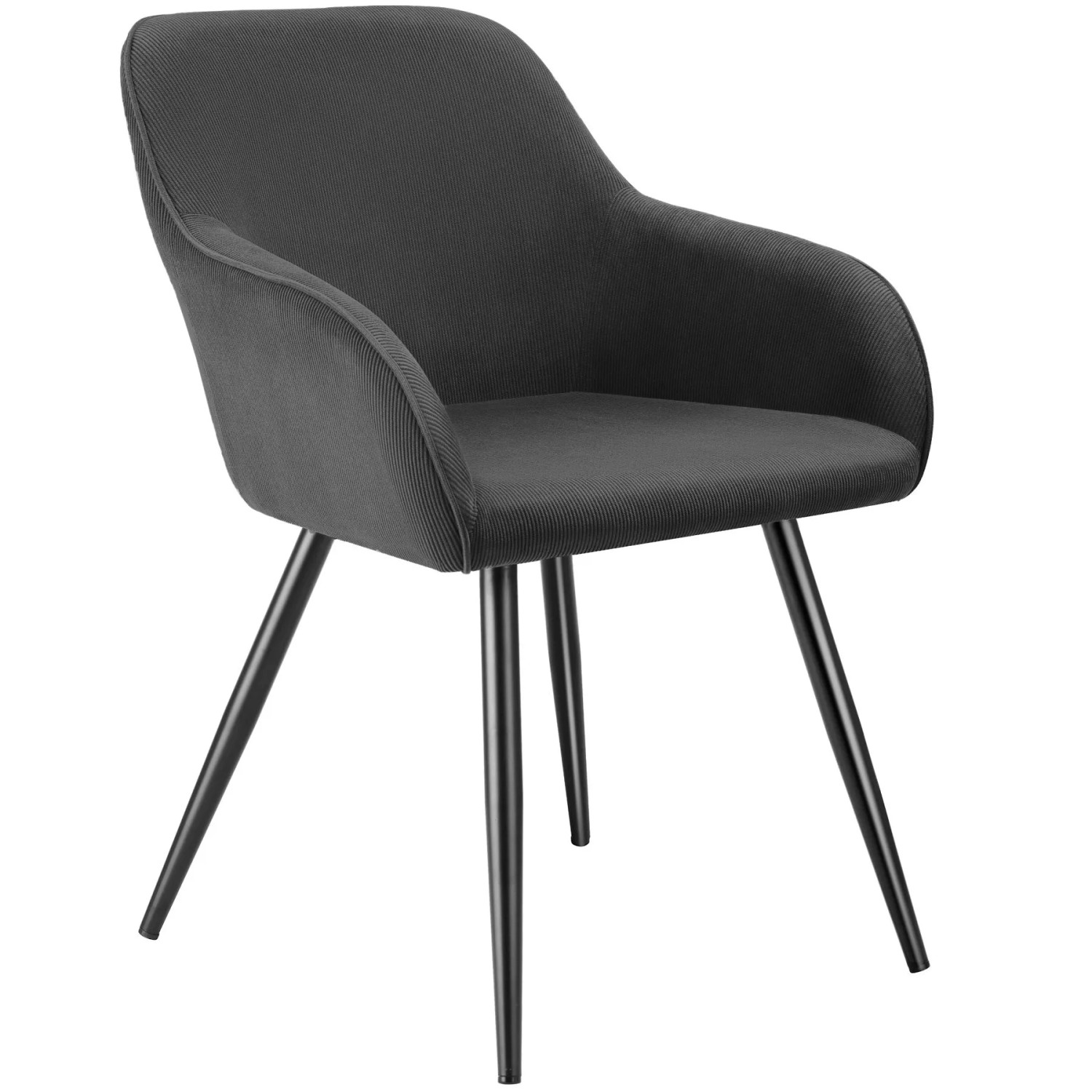 Tectake Esszimmerstuhl Marilyn Gepolstert  In Cordoptik Durchgehende Lehne  58 x 62 x 82 cm Anthrazit Schwarz