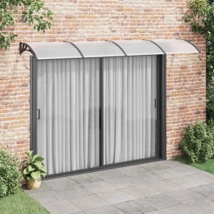 Schwarzes vidaXL Türvordach 350x100 cm aus Polycarbonat schützt Eingangsbereich vor Wind und Wetter.
