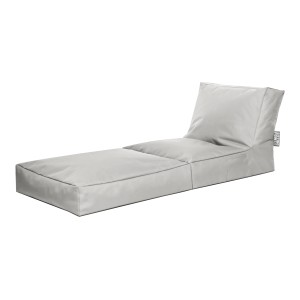 Grauer Sitting Point Sitzsack Twist Scuba (300 l) als Liege mit Seitentasche.
