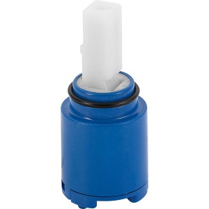 Keramikkartusche Ø 25 mm für Waschtischarmatur, blaues Kunststoffgehäuse, weißer Stift.