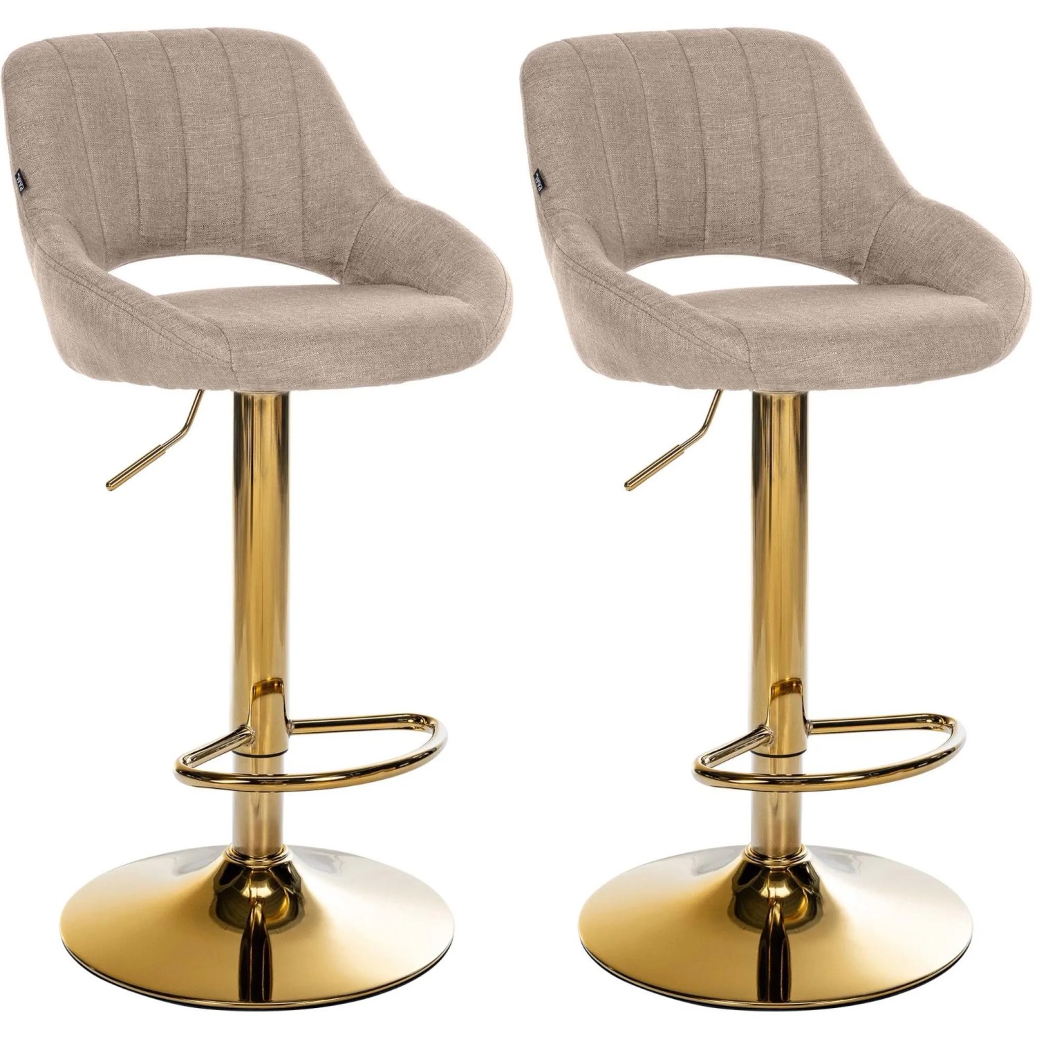 CLP 2er Set Barhocker Milet Stoff Metall Gold/Taupe