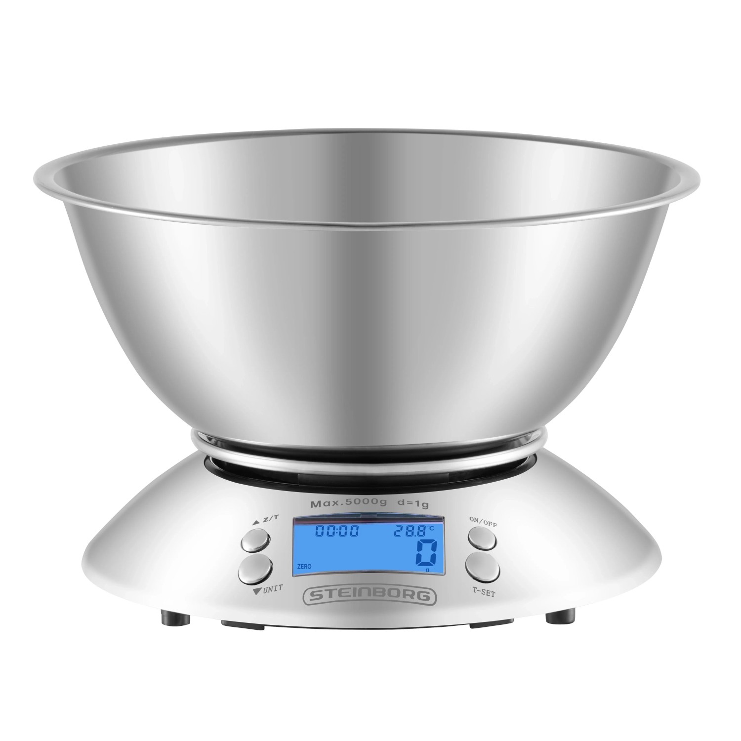 Steinborg SB-2660 Digitale Küchenwaage mit Edelstahlschüssel 5 kg