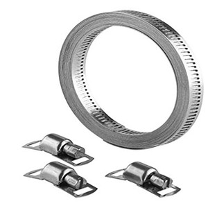 Kirchhoff Schlauchklemmen-Band aus Edelstahl, 3m mit 8 Schellen für flexible Schlauchverbindungen.