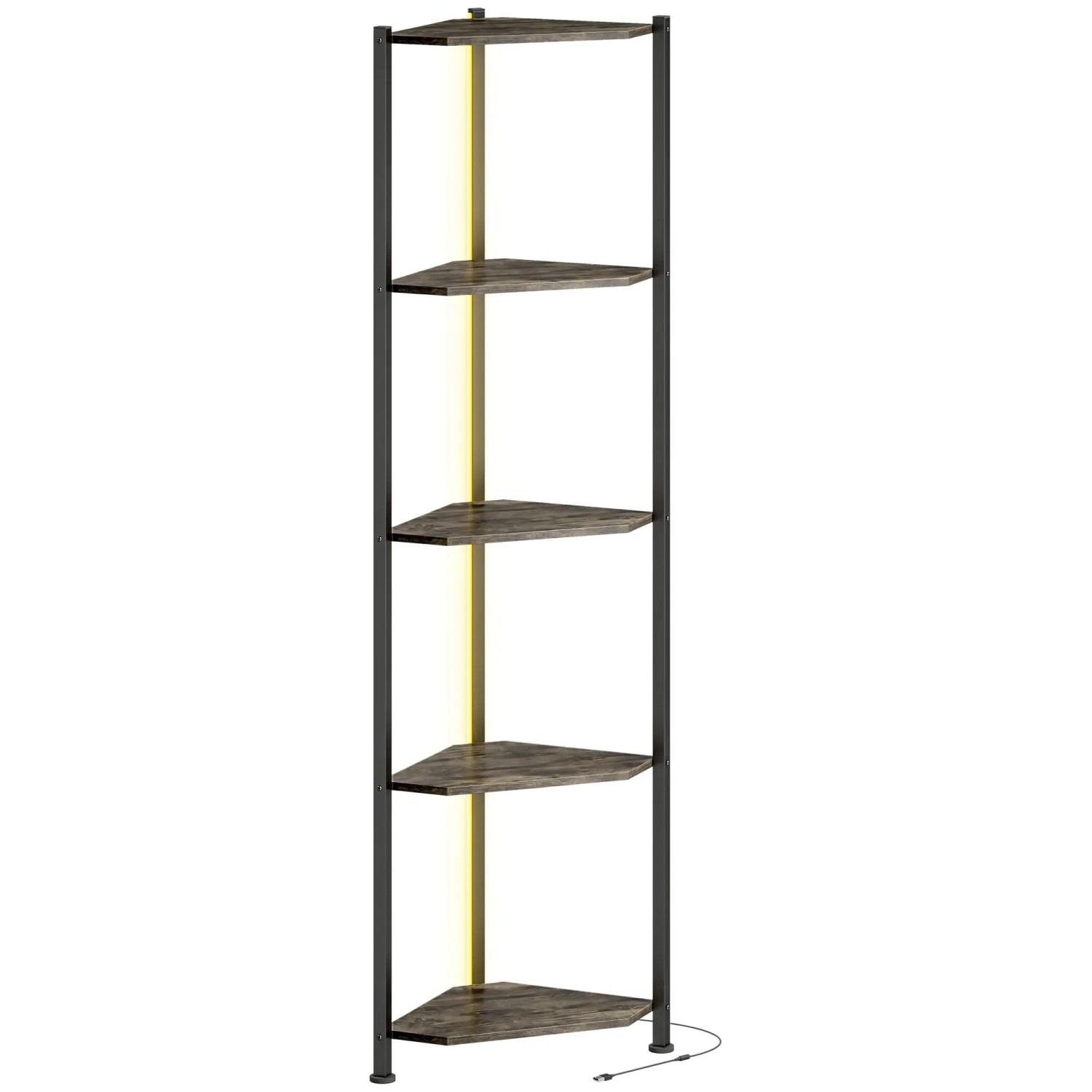 HOMCOM Bücherregal Spanplatte Stahl 32L x 32B x 147H cm Rustikal Braun